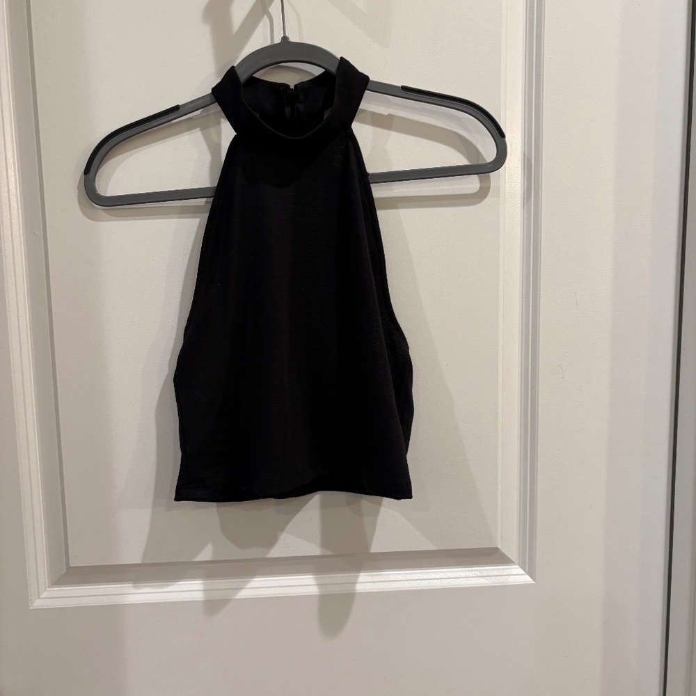Cooperative Urban Outfitters Halter Crop-Top Black Racer back W/Ruffle